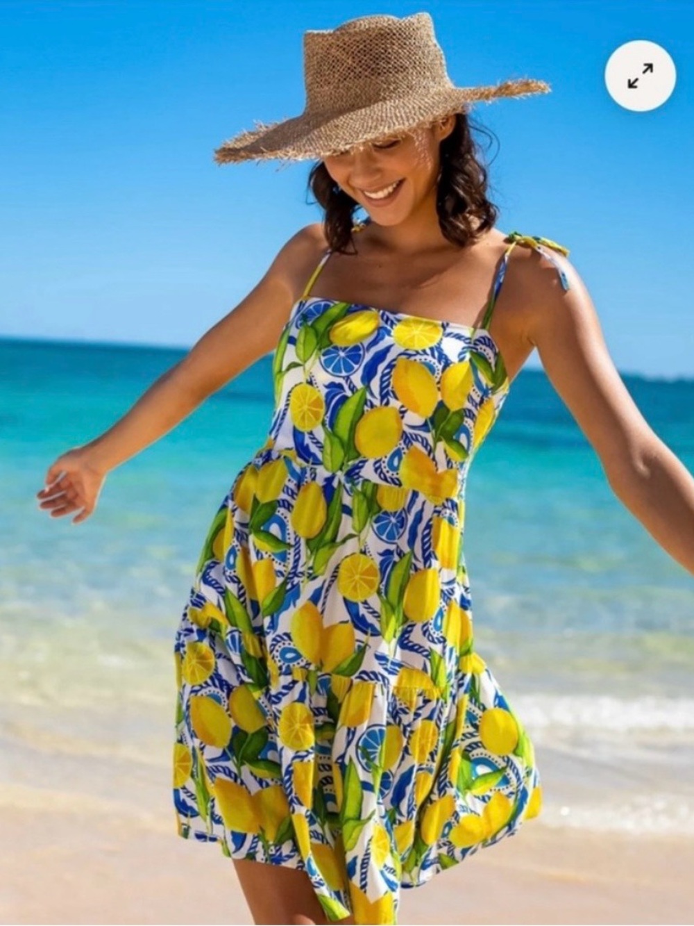 Kenny Flowers Positano Lemon Dress Mini size Large